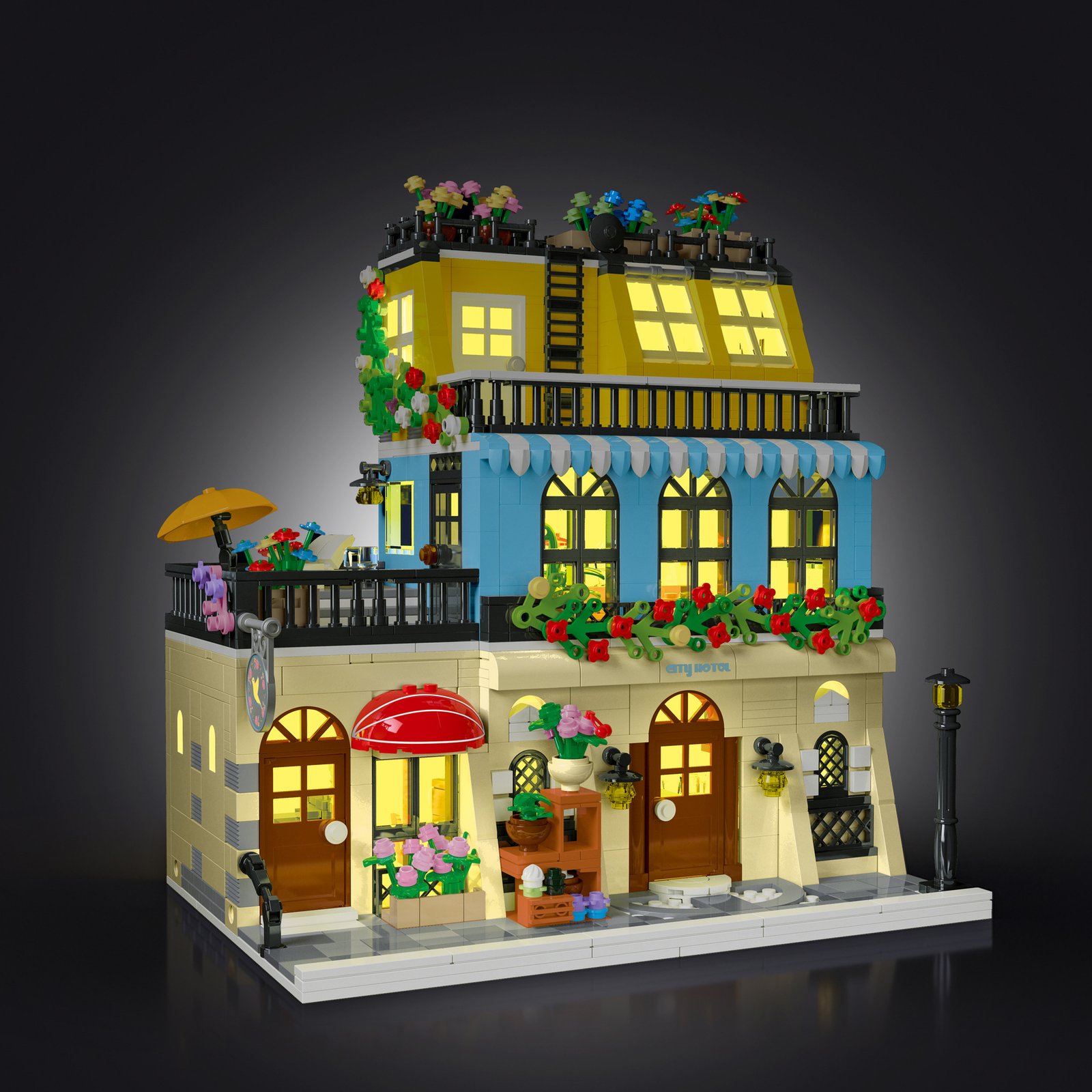 City street building block set with lights